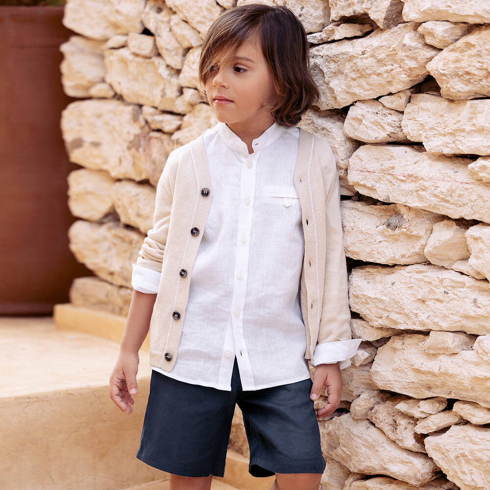 Tartine et Chocolat-شورت كتان لون كحلي للأولاد | Childrensalon Outlet