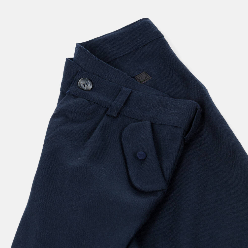 Tartine et Chocolat-Boys Navy Blue Smart Flannel Trousers | Childrensalon Outlet