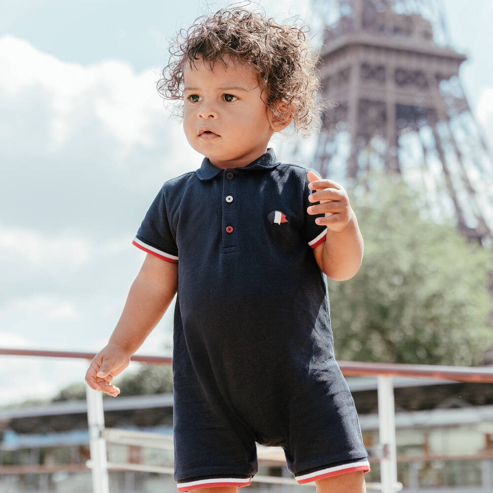 Tartine et Chocolat-بودي سوت قطن لون كحلي للمواليد | Childrensalon Outlet