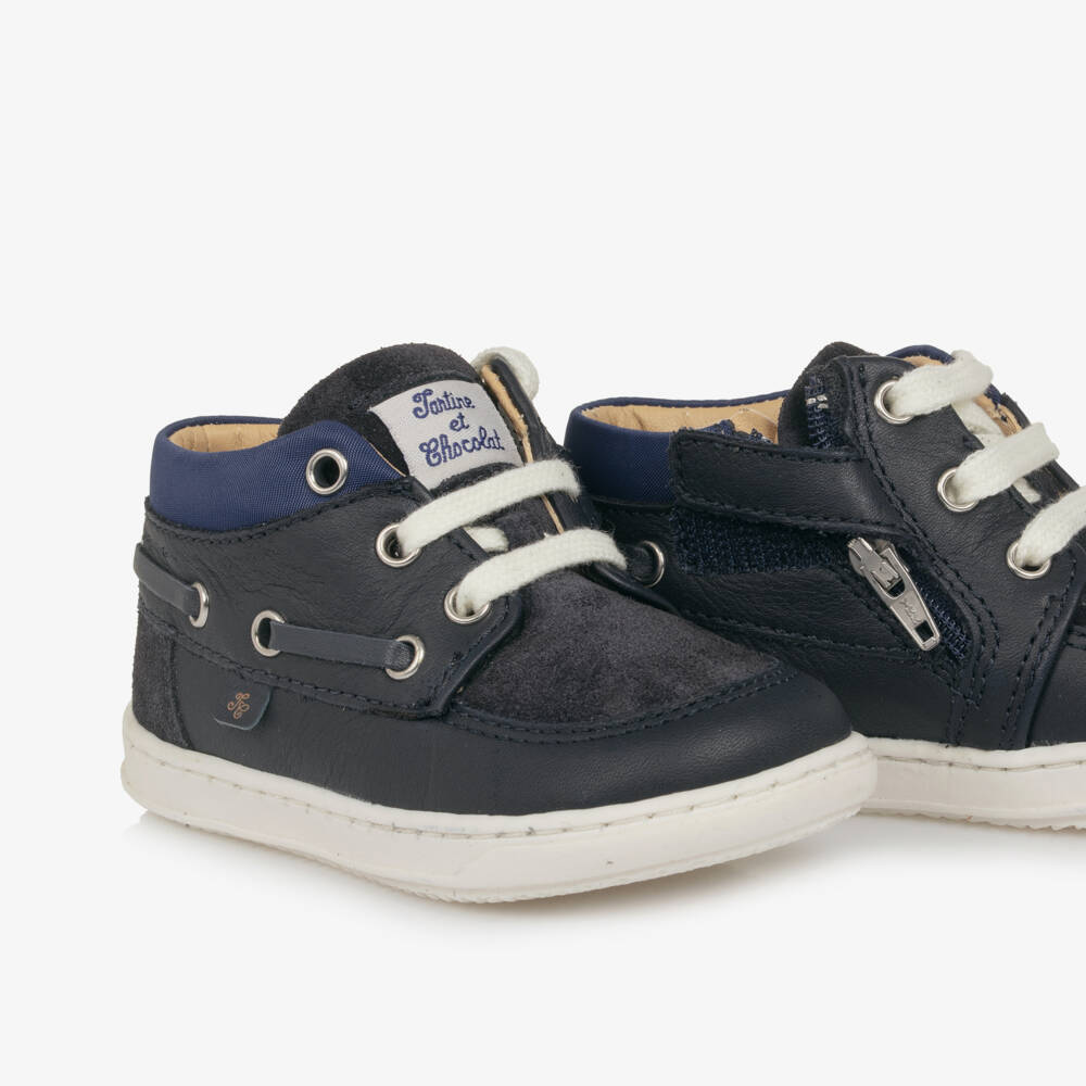 Tartine et Chocolat-أحذية جلدية زرقاء داكنة للأولاد الصغار | Childrensalon Outlet