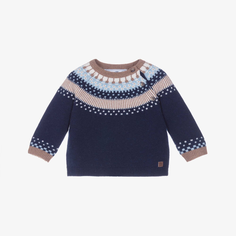 Tartine et Chocolat-Boys Navy Patterned Jumper | Childrensalon Outlet