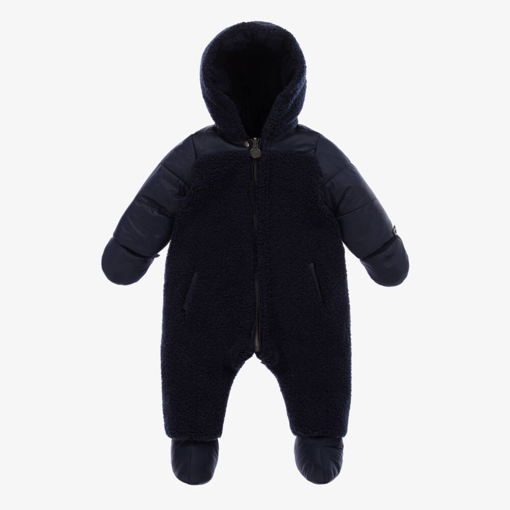Tartine et Chocolat-Boys Navy Reversible Cozy Snowsuit | Childrensalon Outlet