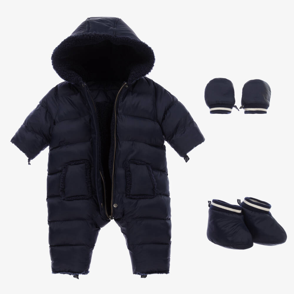 Tartine et Chocolat-Boys Navy Reversible Cozy Snowsuit | Childrensalon Outlet