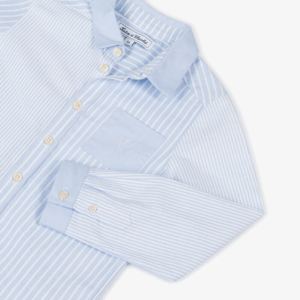 Tartine et Chocolat-قميص أزرق مخطط أوكسفورد للأولاد | Childrensalon Outlet