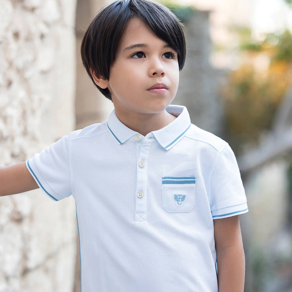 Tartine et Chocolat-Boys Pale Blue Cotton Piqué Polo Shirt | Childrensalon Outlet