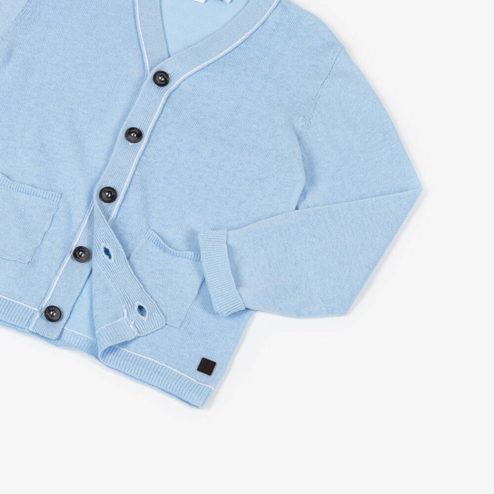 Tartine et Chocolat-Boys Pale Blue Linen & Cotton Cardigan | Childrensalon Outlet