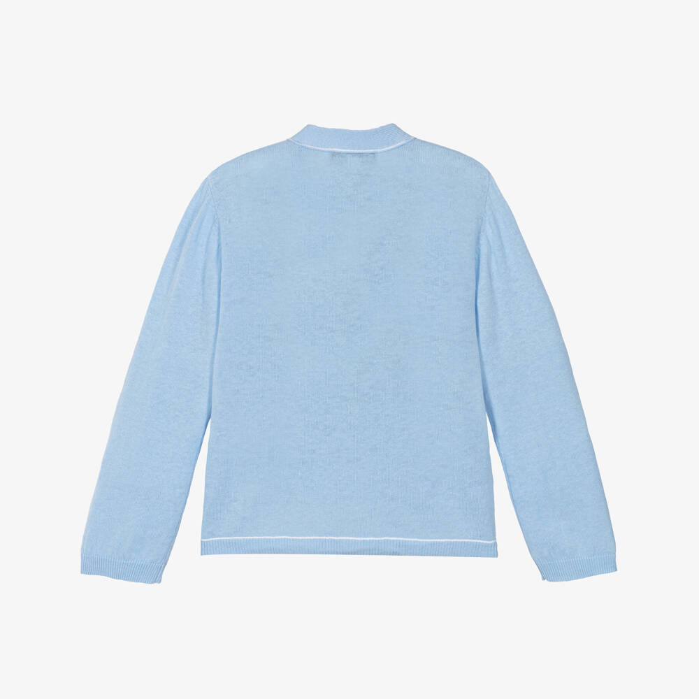 Tartine et Chocolat-Boys Pale Blue Linen & Cotton Cardigan | Childrensalon Outlet