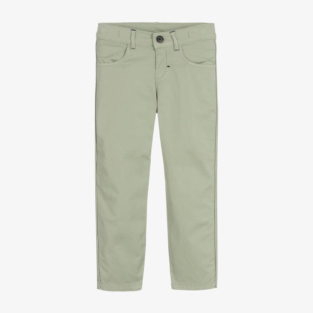 Tartine et Chocolat - Boys Pale Green Cotton Twill Trousers | Childrensalon