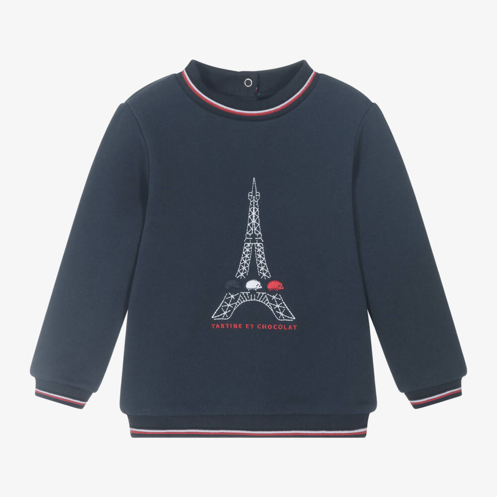 Tartine et Chocolat-Boys Parisian Navy Sweatshirt | Childrensalon Outlet
