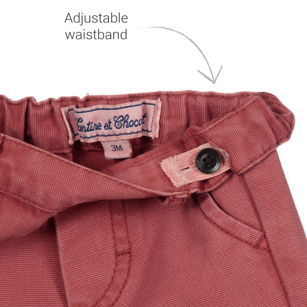 Tartine et Chocolat-شوؤرت قطن كانفاس لون أحمر باهت للأولاد | Childrensalon Outlet