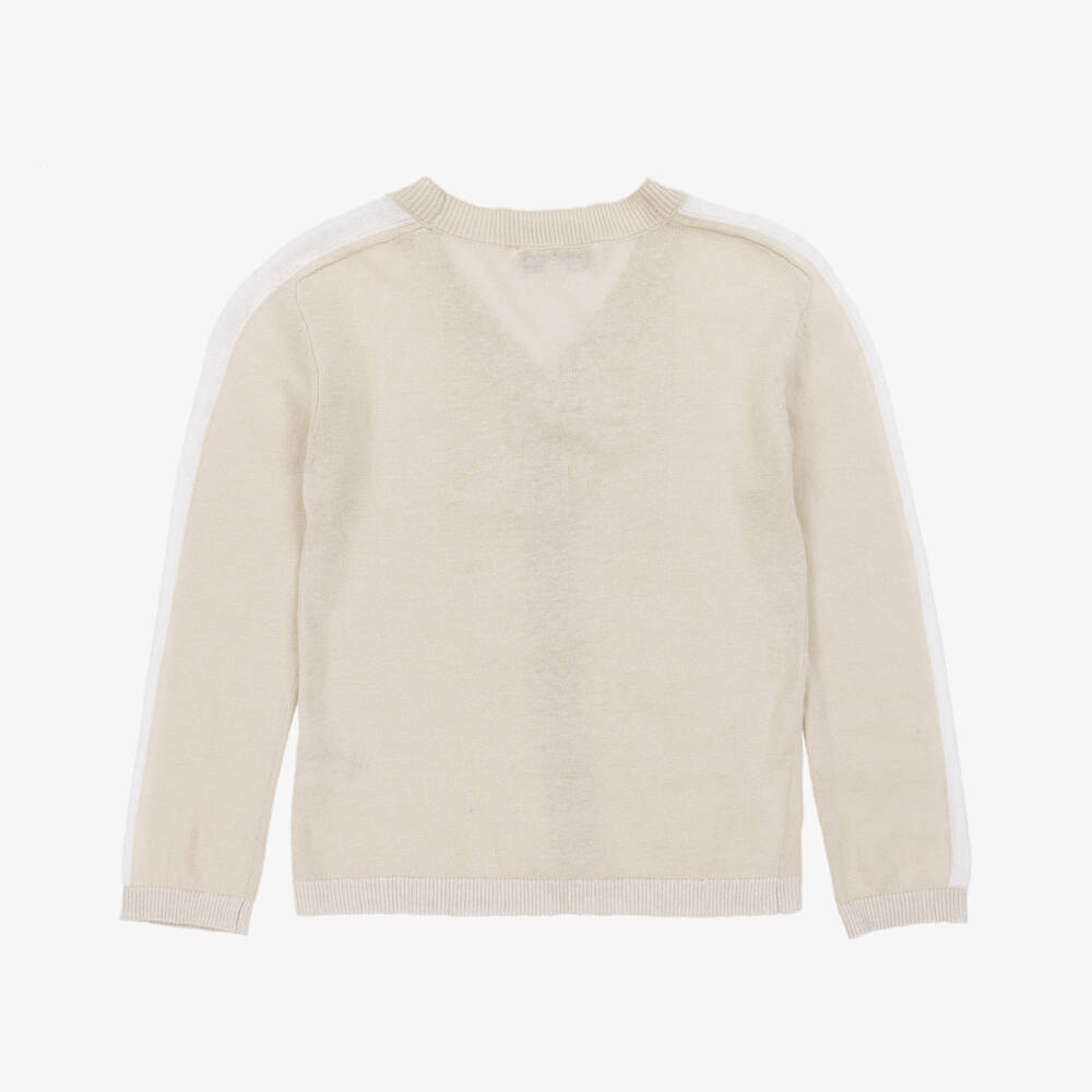 Tartine et Chocolat-Boys Soft Beige Linen Cardigan | Childrensalon Outlet