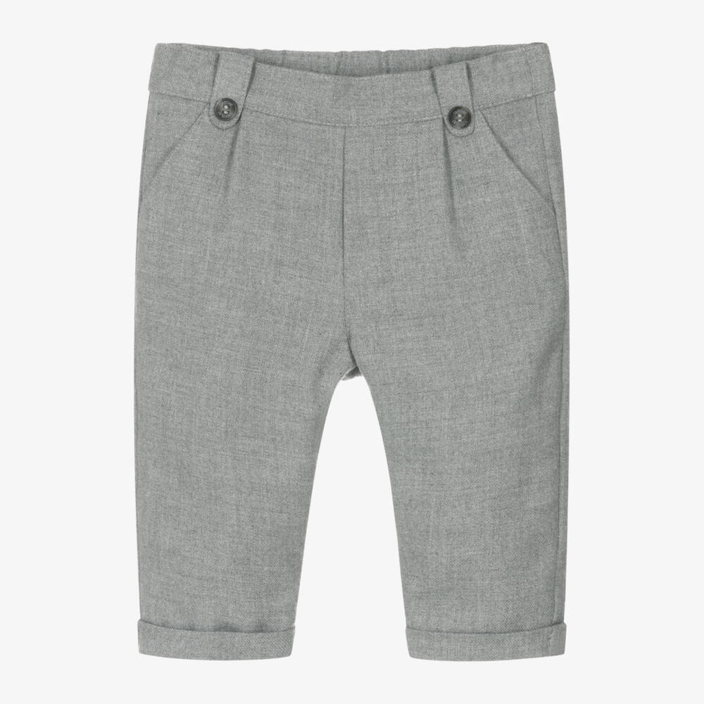 Tartine et Chocolat-Boys Soft Grey Turn-Up Trousers | Childrensalon Outlet