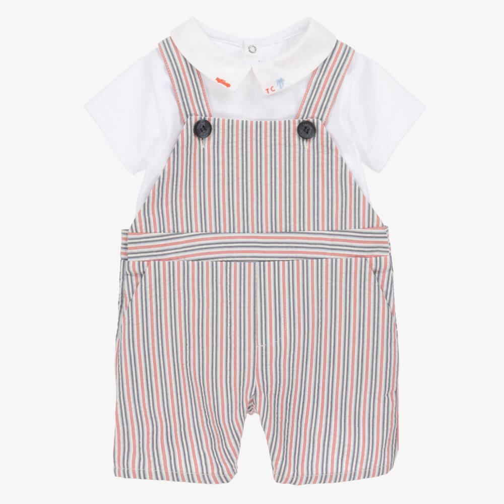 Tartine et Chocolat-Boys Striped Cotton Dungaree Ensemble | Childrensalon Outlet