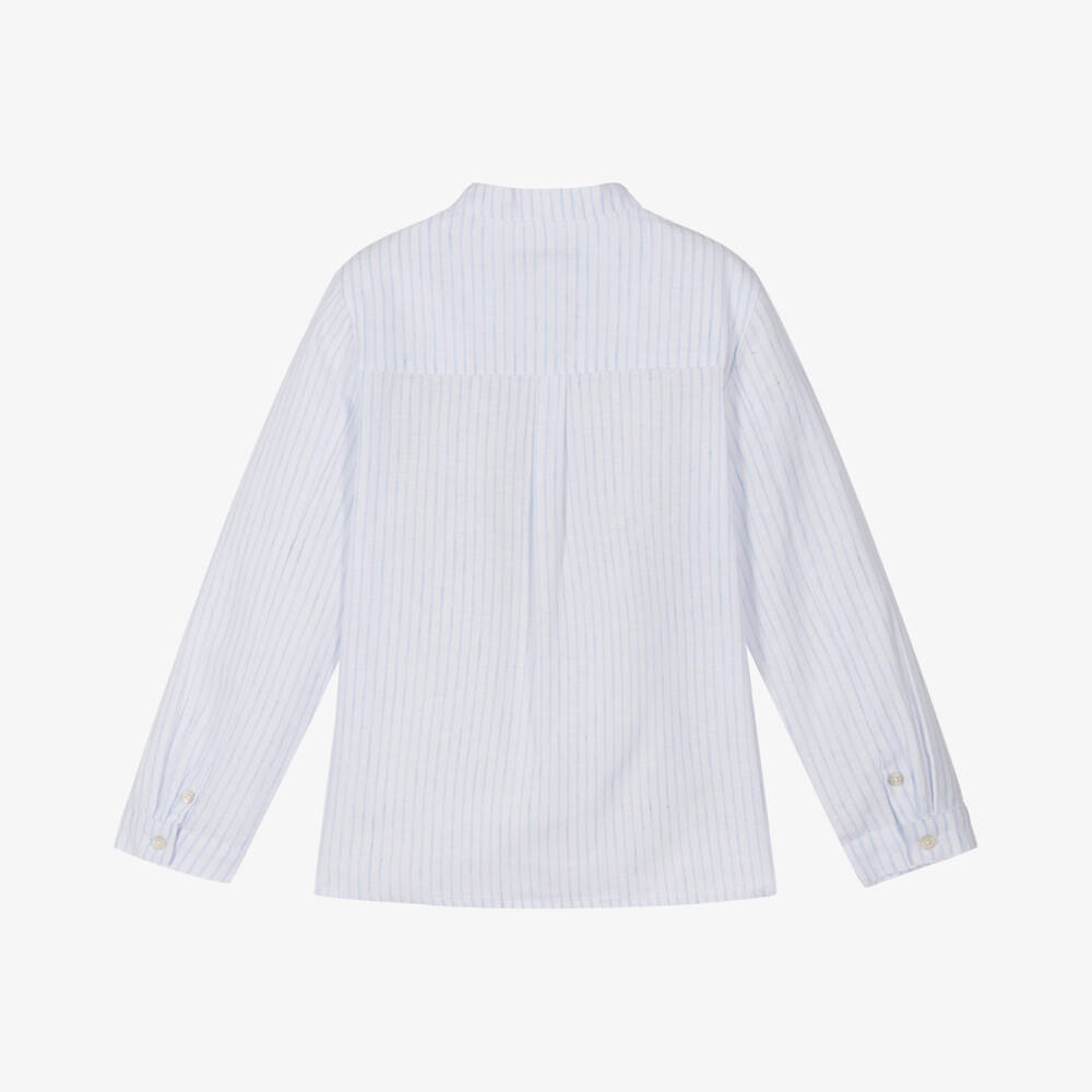 Tartine et Chocolat-Стильная льняная рубашка синего цвета для мальчиков | Childrensalon Outlet