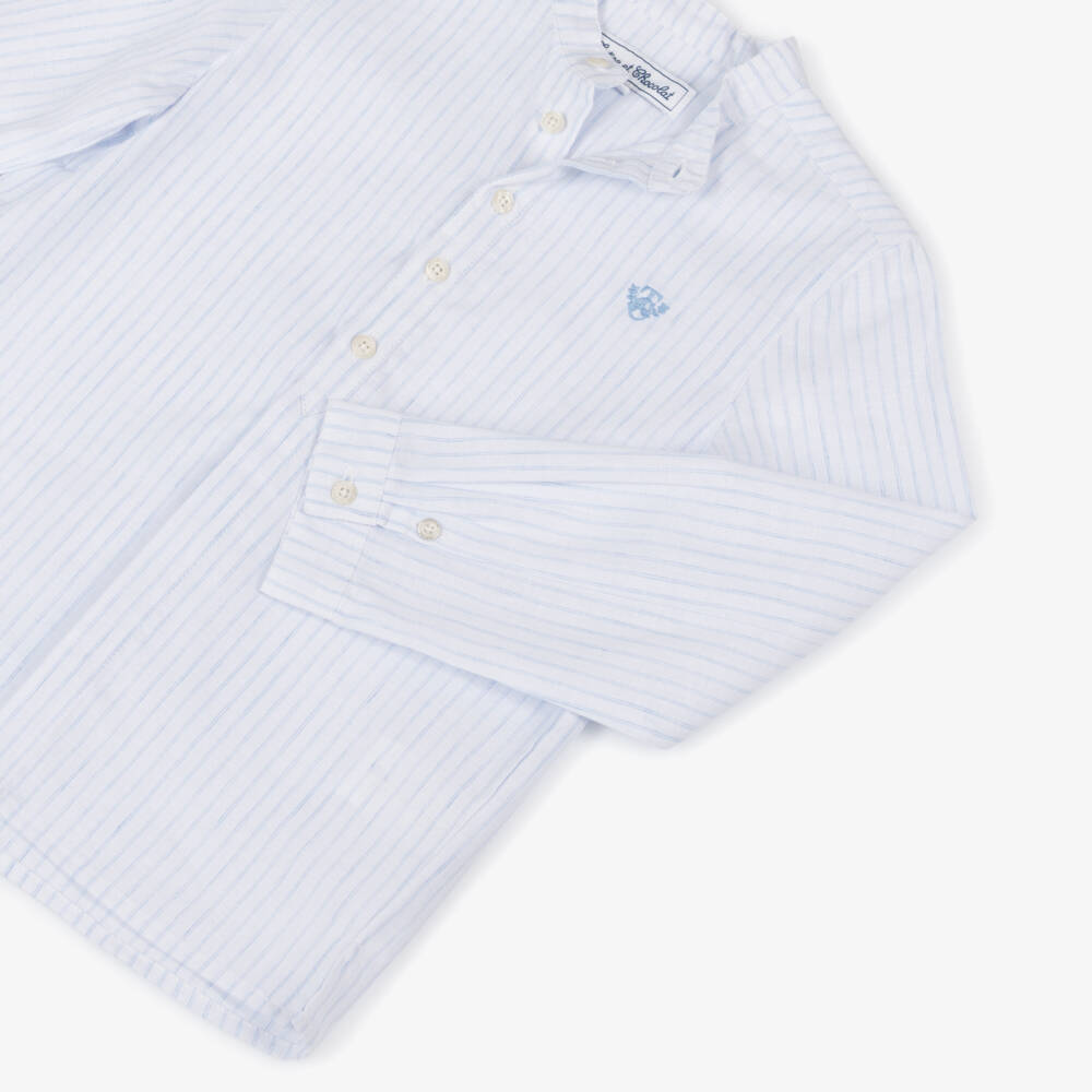 Tartine et Chocolat-Стильная льняная рубашка синего цвета для мальчиков | Childrensalon Outlet