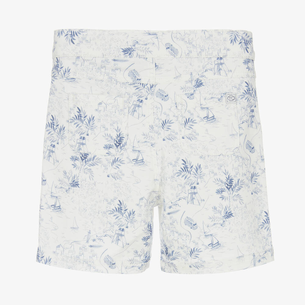 Tartine et Chocolat-شورت برمودا قطن تويل لون أزرق وأبيض للأولاد | Childrensalon Outlet
