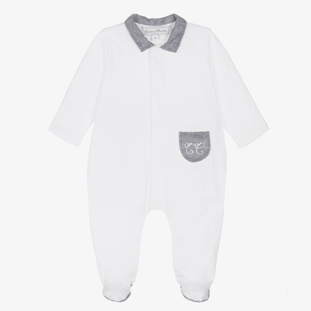 Tartine et Chocolat-Белый хлопковый комбинезон для малышей | Childrensalon Outlet