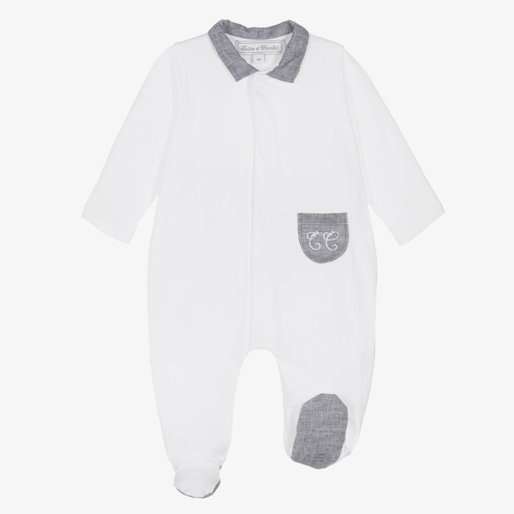 Tartine et Chocolat-Белый хлопковый комбинезон для малышей | Childrensalon Outlet