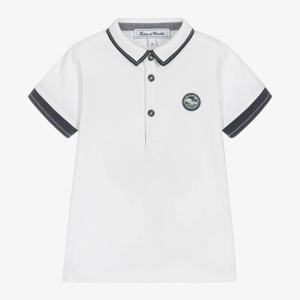 Tartine et Chocolat - Weißes Baumwoll-Poloshirt (J) | Childrensalon