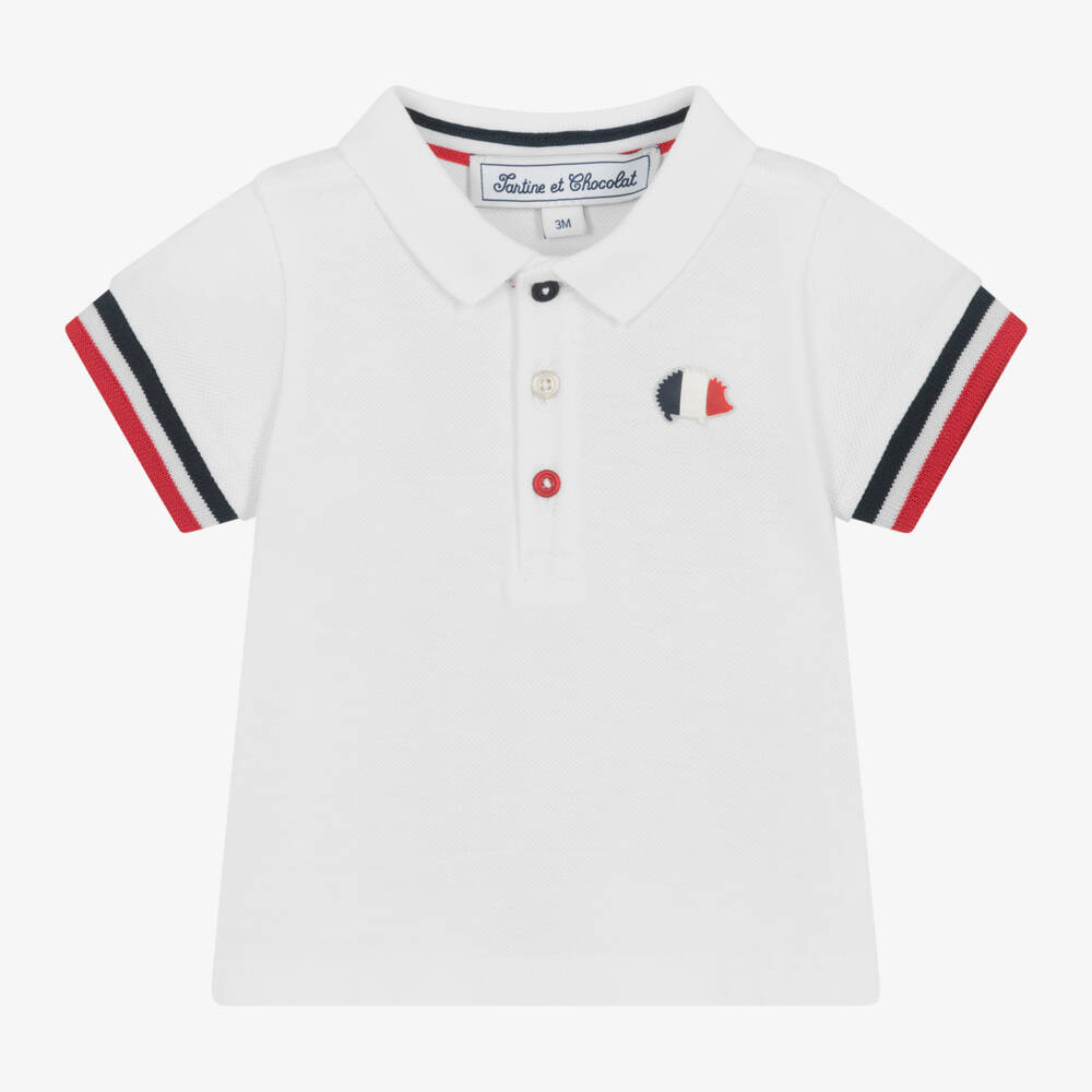 Tartine et Chocolat-Boys White Cotton Polo Top | Childrensalon Outlet