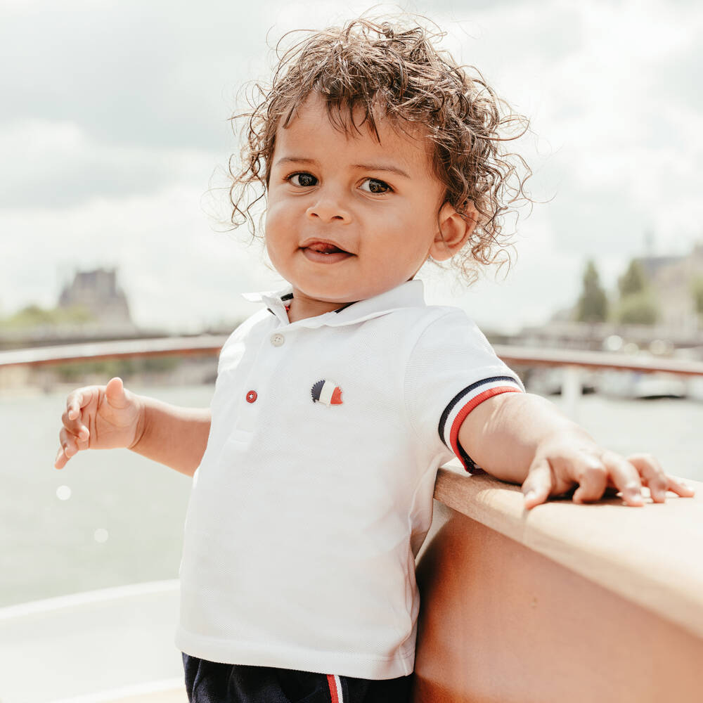Tartine et Chocolat-Boys White Cotton Polo Top | Childrensalon Outlet