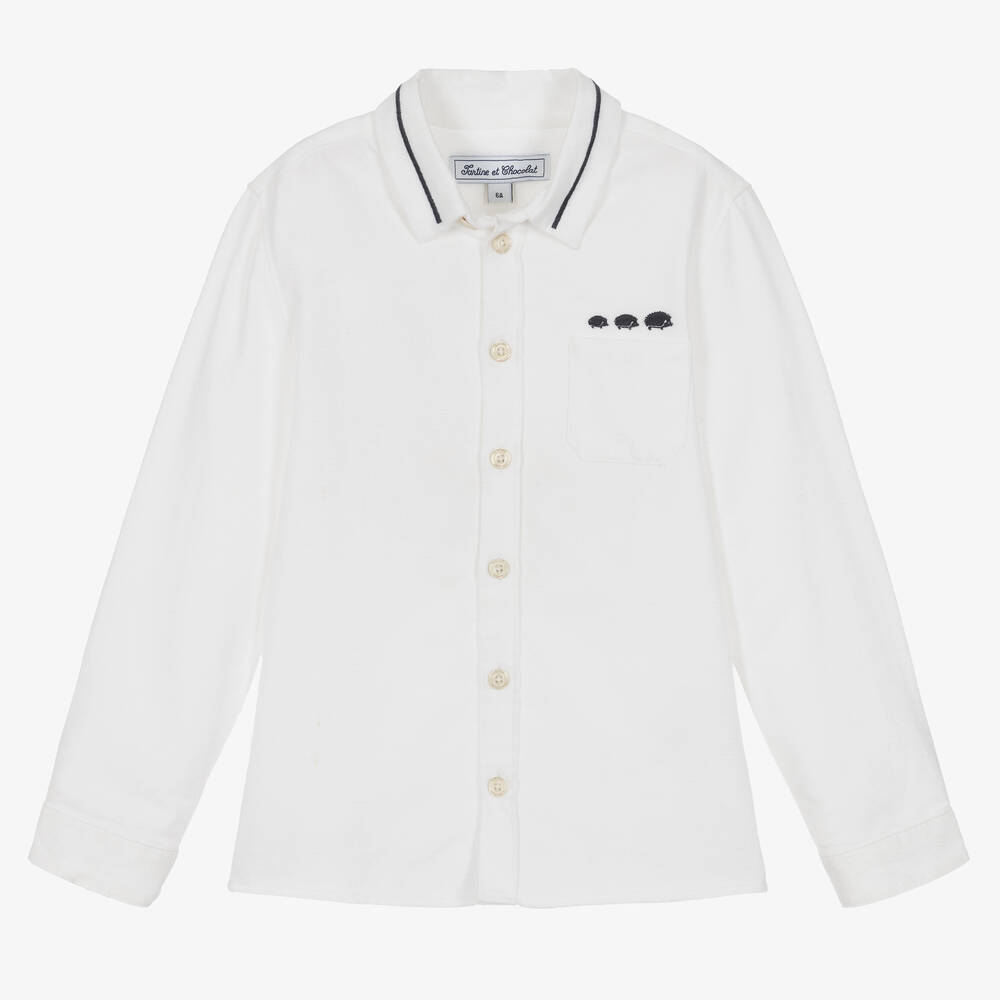 Tartine et Chocolat - Boys White Cotton Shirt | Childrensalon