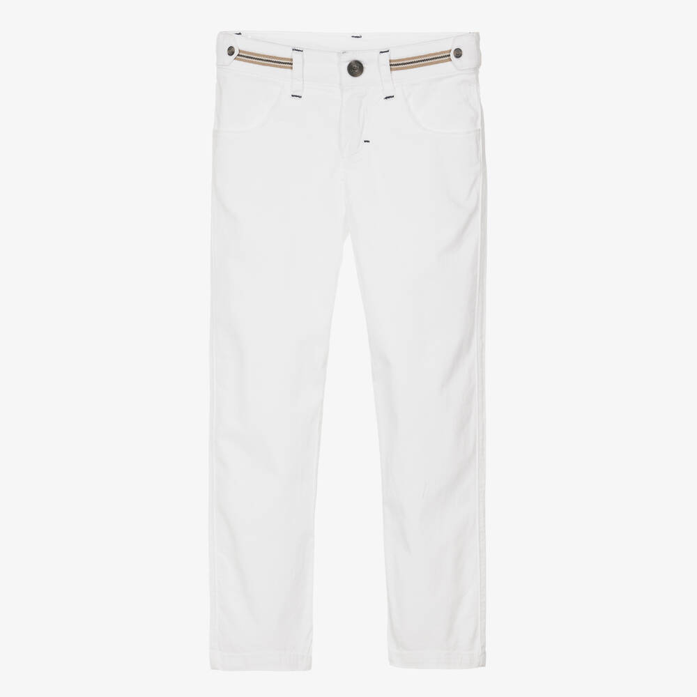 Tartine et Chocolat-Boys White Cotton Twill Trousers | Childrensalon Outlet