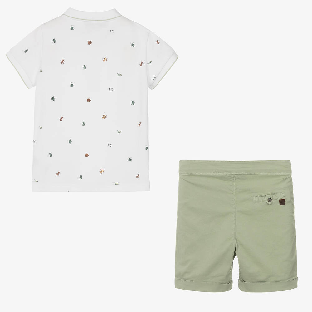 Tartine et Chocolat-Boys White & Green Shorts Set | Childrensalon Outlet