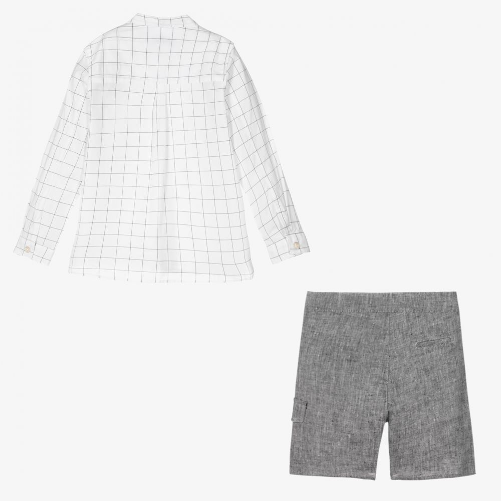 Tartine et Chocolat-Белая рубашка и серые шорты для мальчиков | Childrensalon Outlet