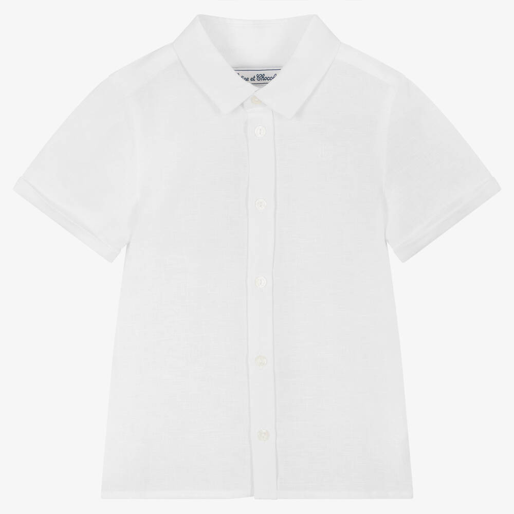 Tartine et Chocolat - Boys White Linen Shirt | Childrensalon