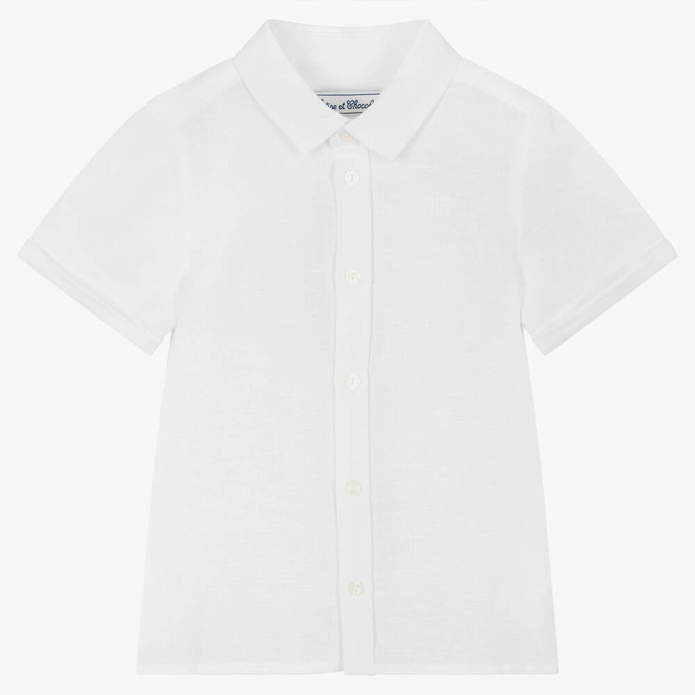 Boys white shop linen shirt