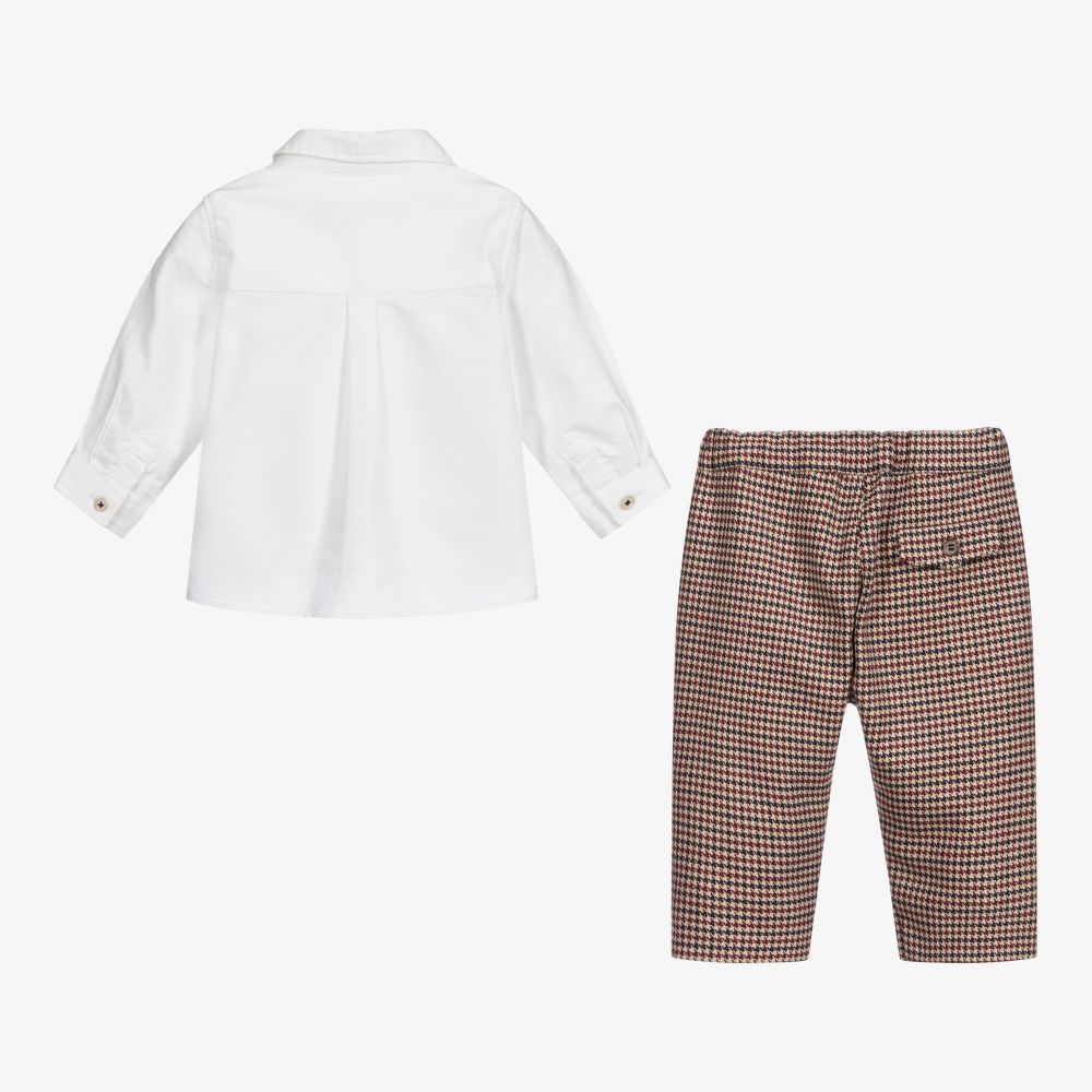 Tartine et Chocolat-طقم قميص قطن وبنطلون لون أبيض وأحمر للأولاد | Childrensalon Outlet