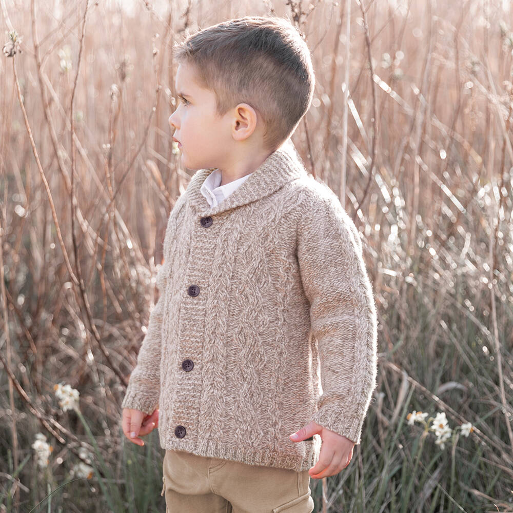 Tartine et Chocolat-Boys Wool Shawl Collar Cardigan | Childrensalon Outlet