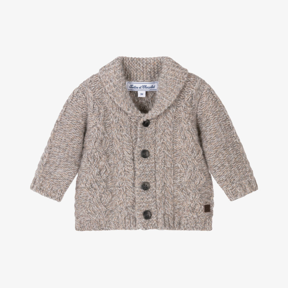 Tartine et Chocolat-Boys Wool Shawl Collar Cardigan | Childrensalon Outlet