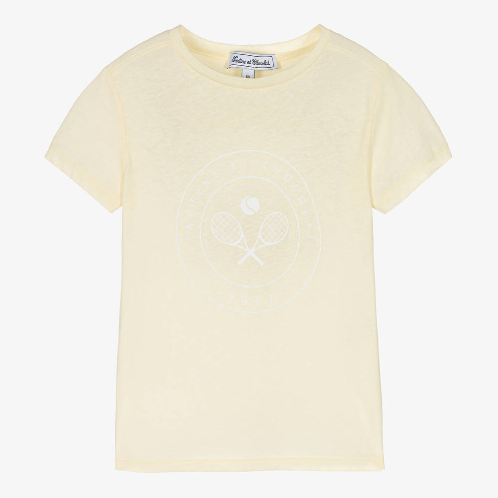Tartine et Chocolat - Boys Yellow Cotton Logo T-Shirt | Childrensalon