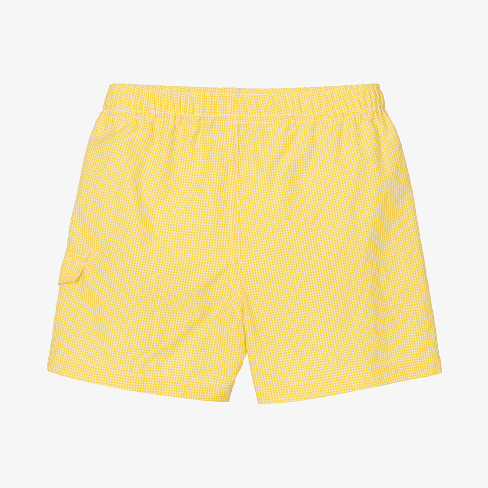 Yellow checkered shorts on sale