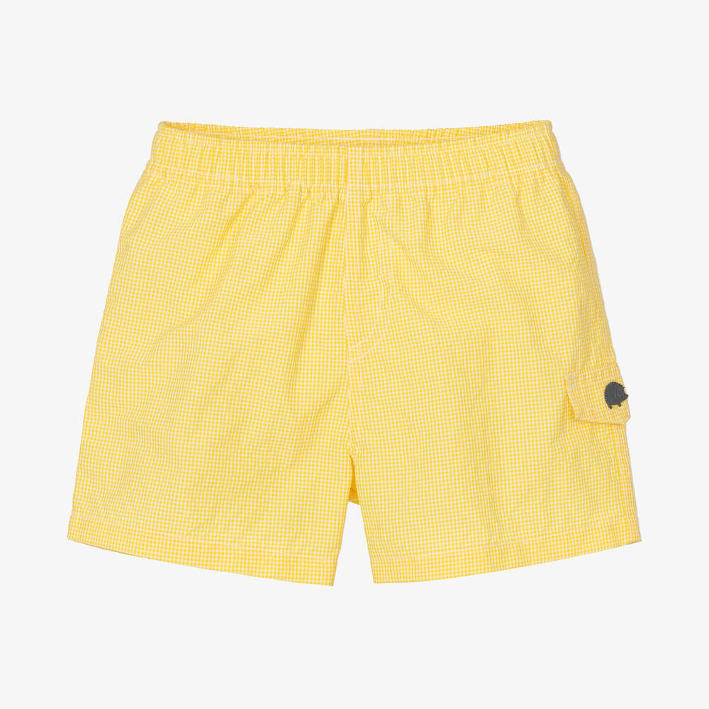 Tartine et Chocolat-Boys Yellow Gingham Check Swim Shorts | Childrensalon Outlet