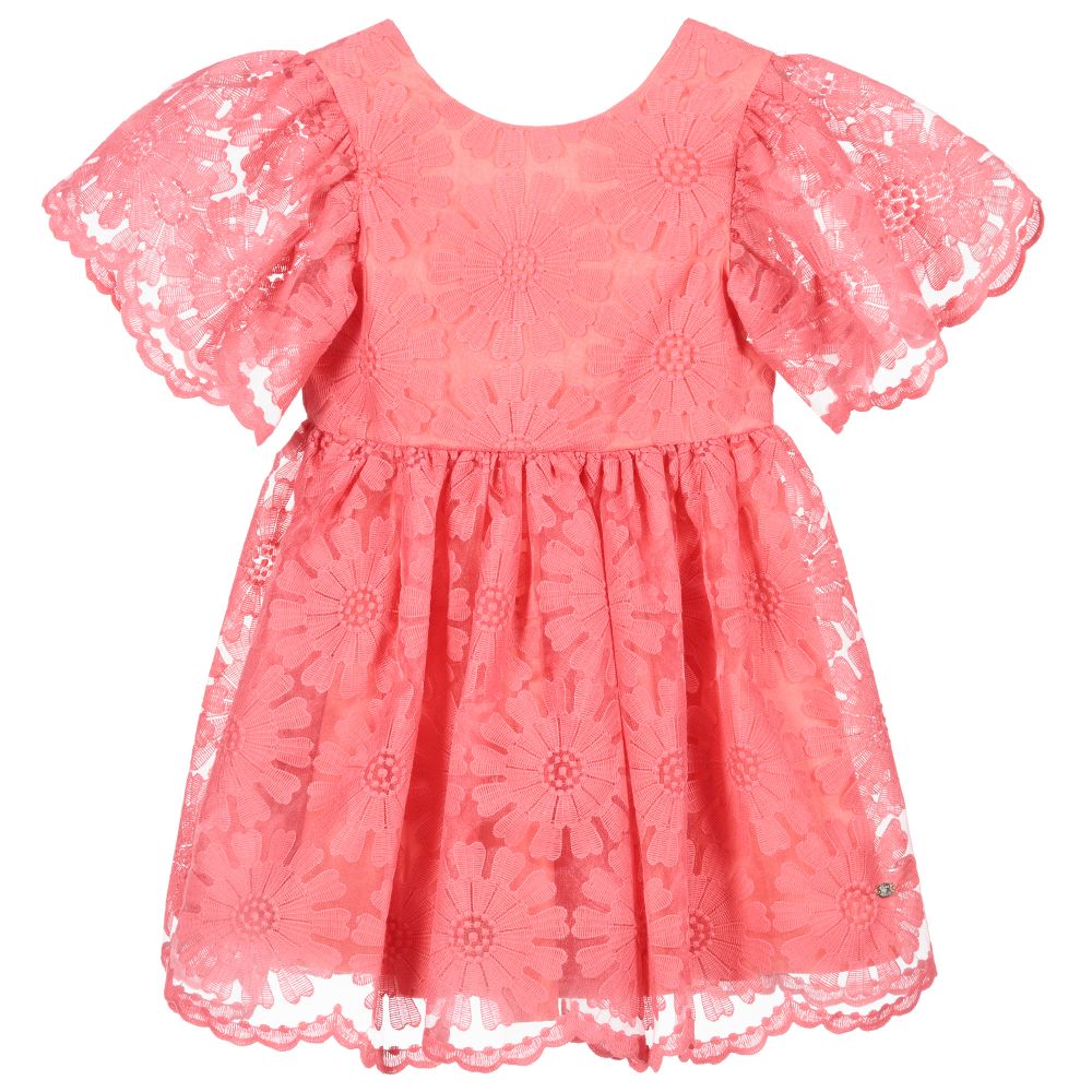 Tartine et Chocolat - Robe fleurie rose corail  | Childrensalon