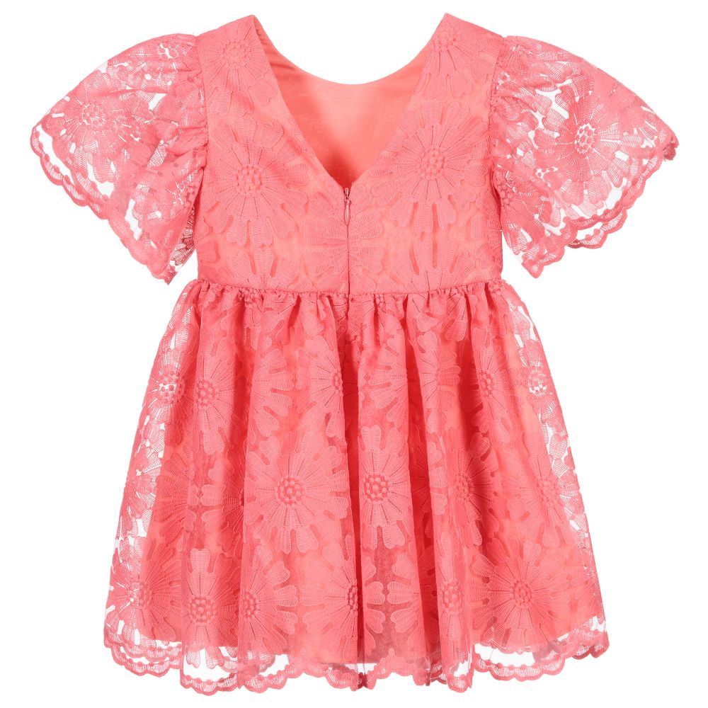 Tartine et Chocolat-Coral Pink Floral Dress  | Childrensalon Outlet