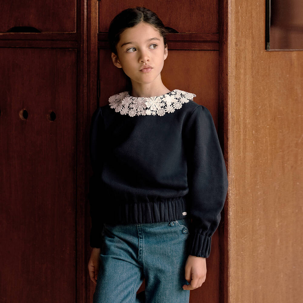 Tartine et Chocolat-Girls Azure Denim Casual Trousers | Childrensalon Outlet