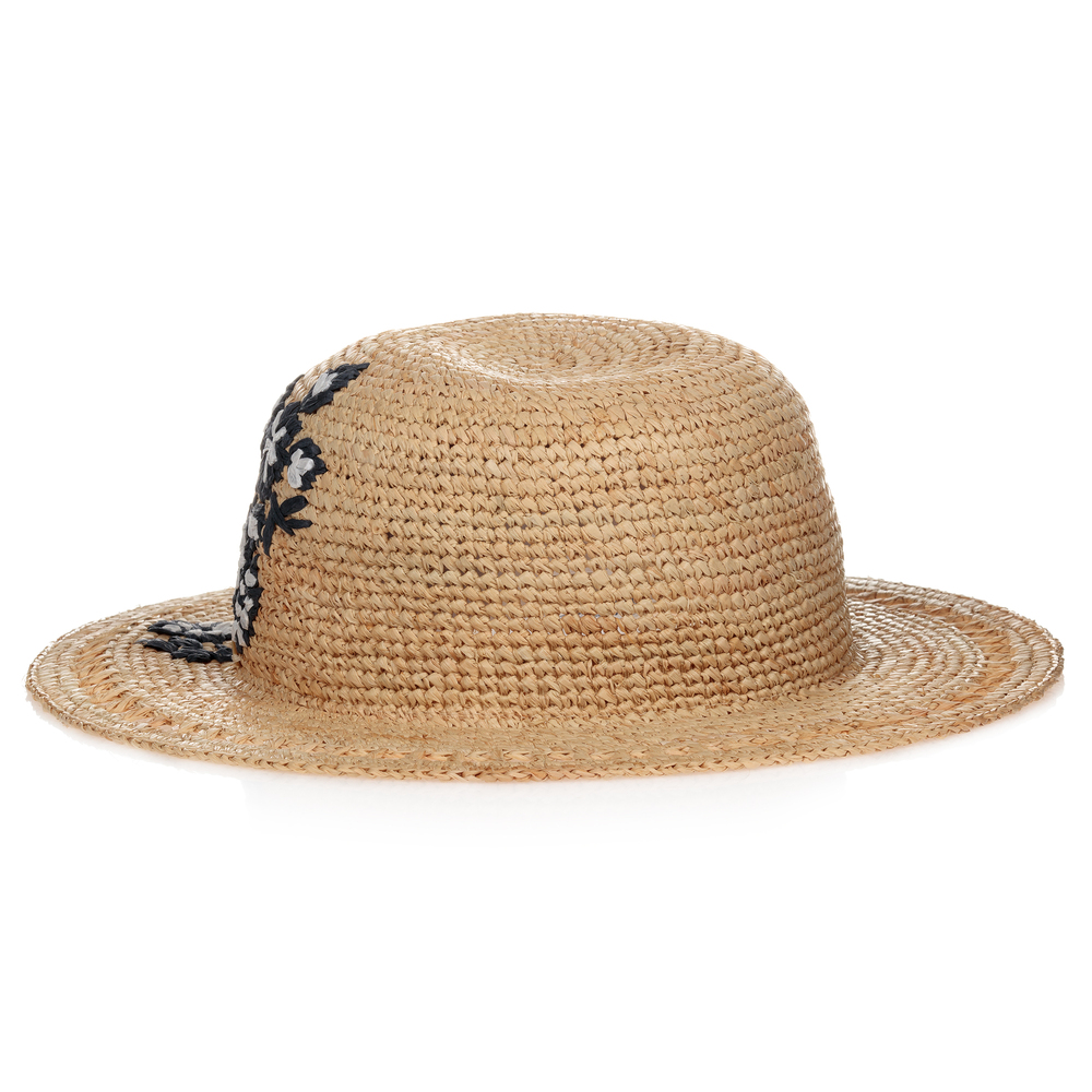 Tartine et Chocolat - Girls Beige Straw Hat  | Childrensalon
