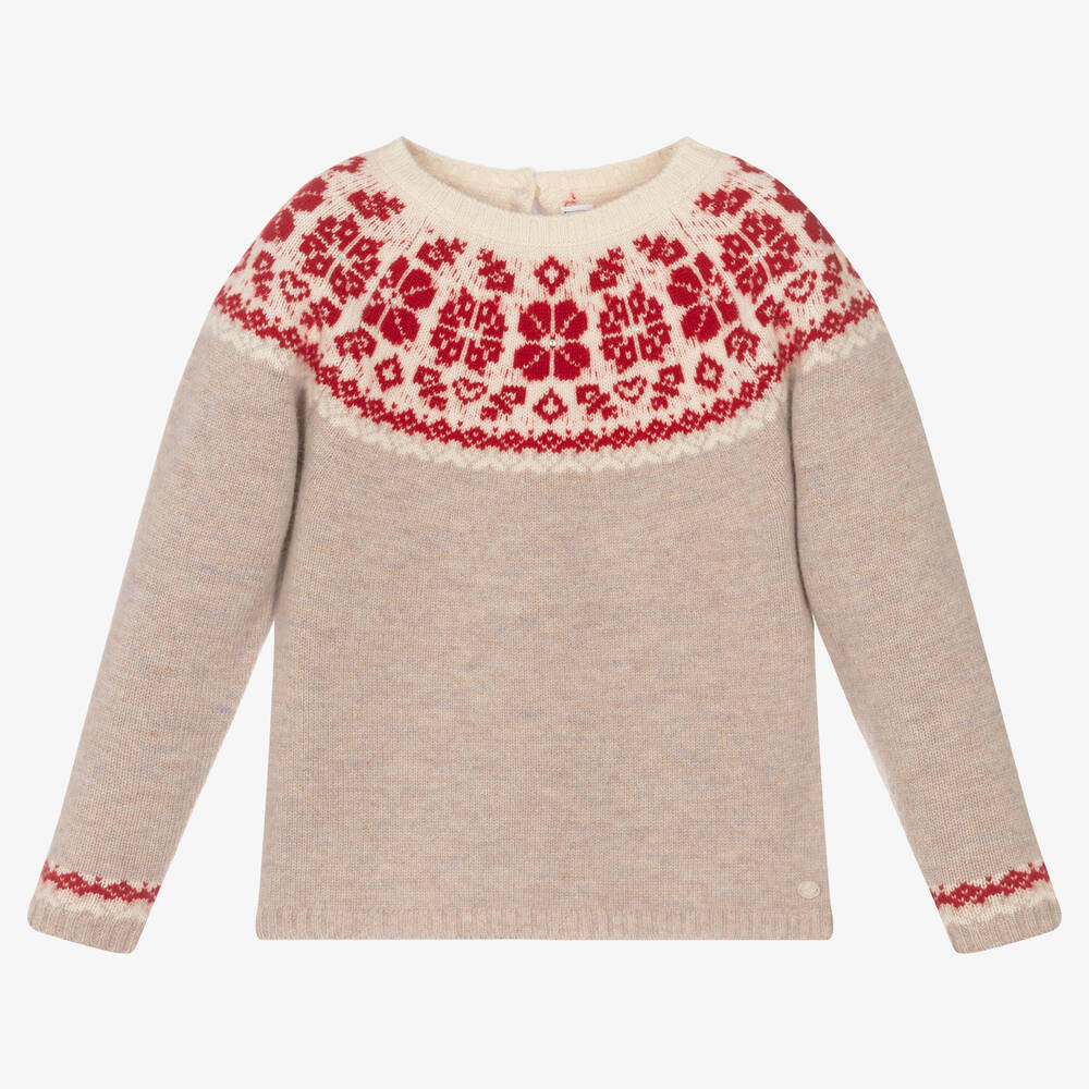 Tartine et Chocolat - Beiger Wollpullover für Mädchen | Childrensalon