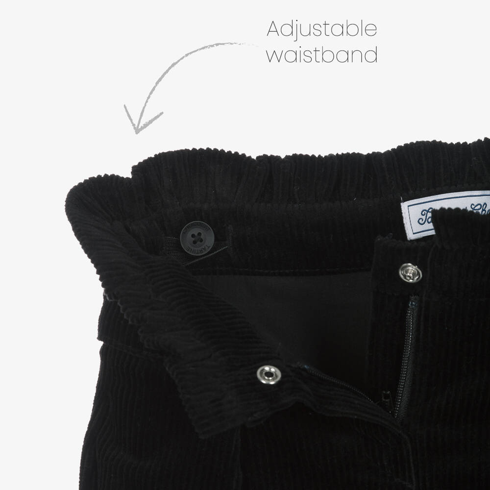 Tartine et Chocolat-Girls Black Corduroy Shorts with Frilled Waist | Childrensalon Outlet