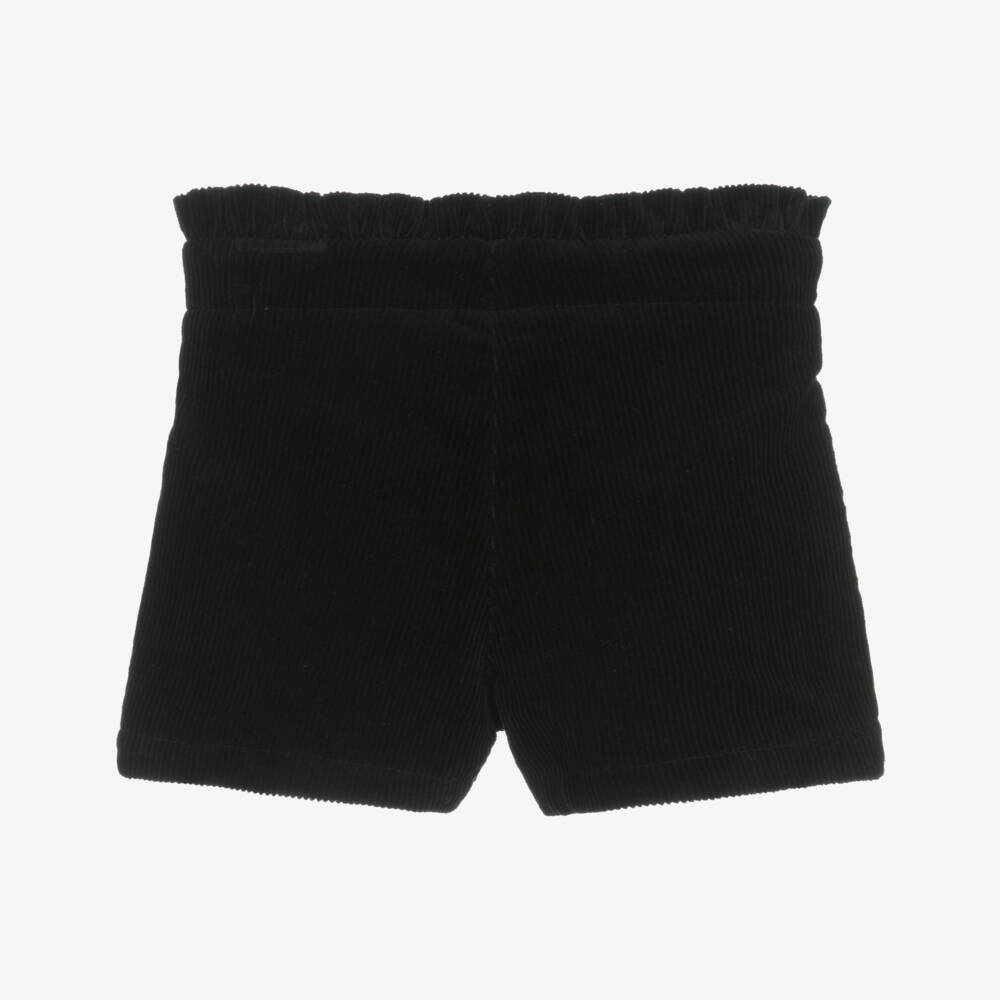 Tartine et Chocolat-Girls Black Corduroy Shorts with Frilled Waist | Childrensalon Outlet