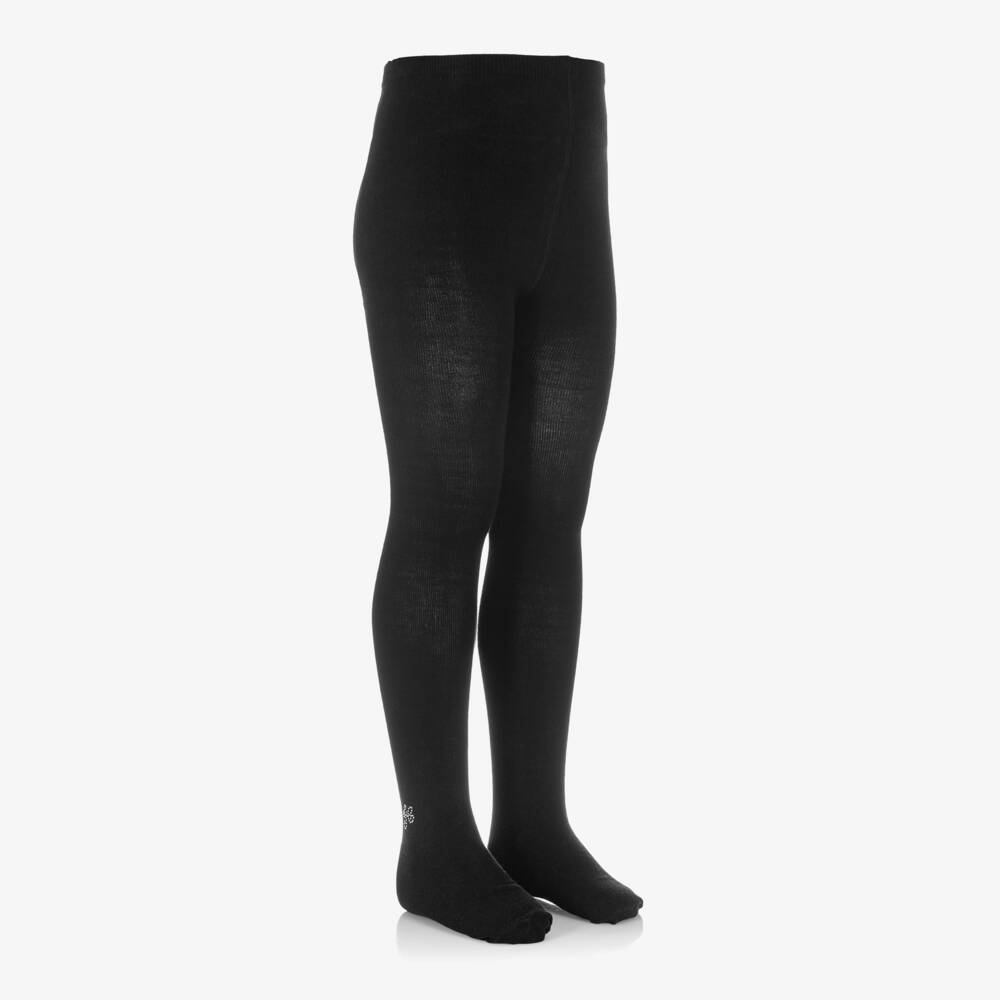 Tartine et Chocolat-Girls Black Cotton Knit Tights | Childrensalon Outlet