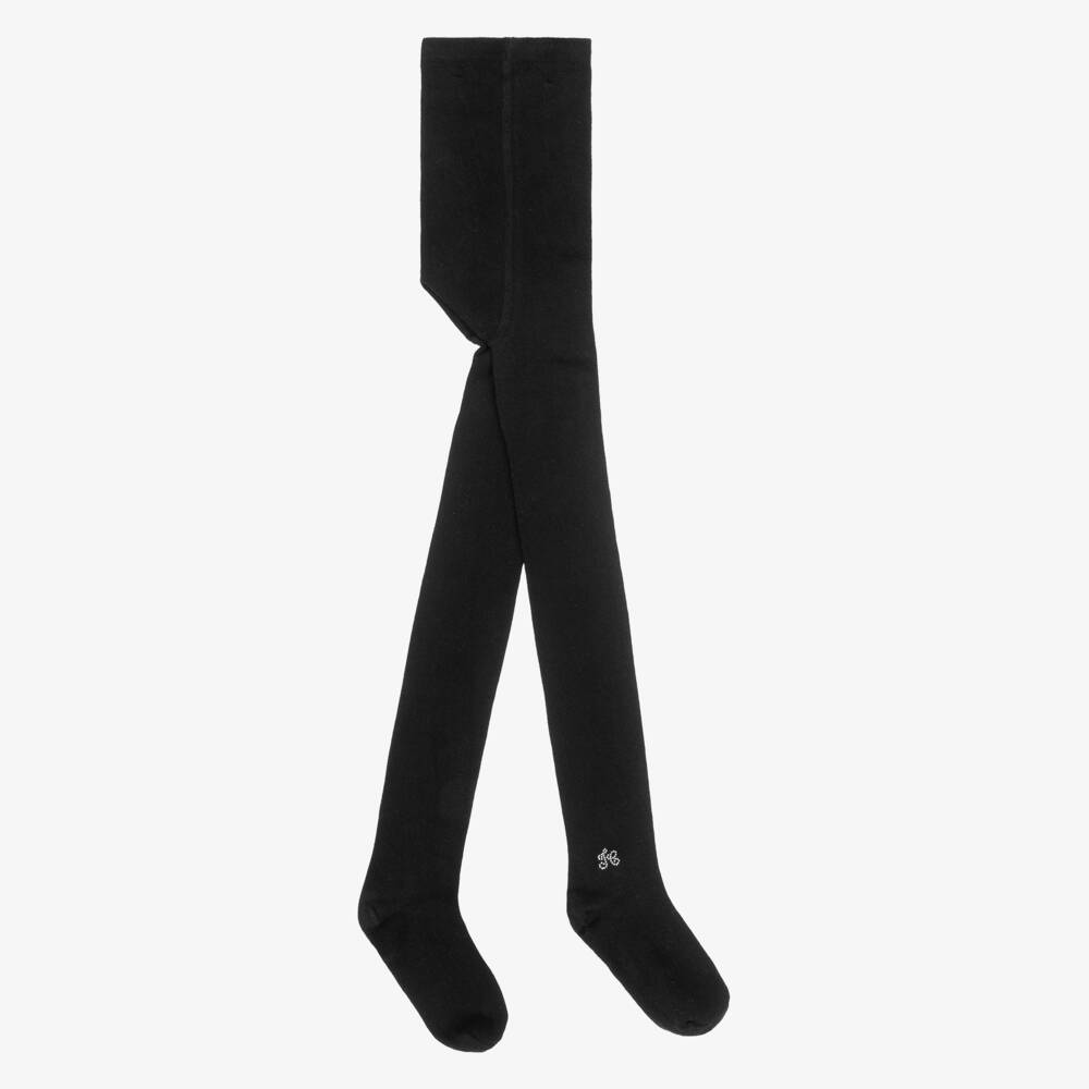 Tartine et Chocolat-Girls Black Cotton Knit Tights | Childrensalon Outlet