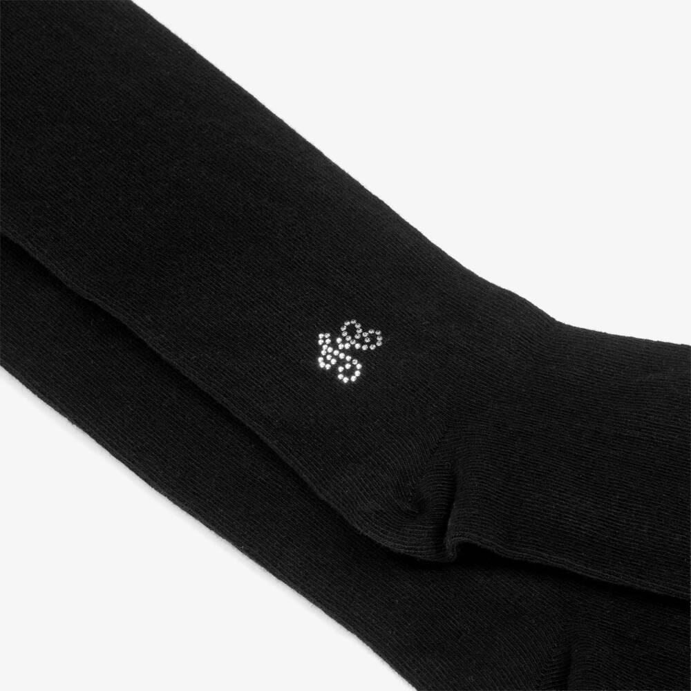 Tartine et Chocolat-Girls Black Cotton Knit Tights | Childrensalon Outlet
