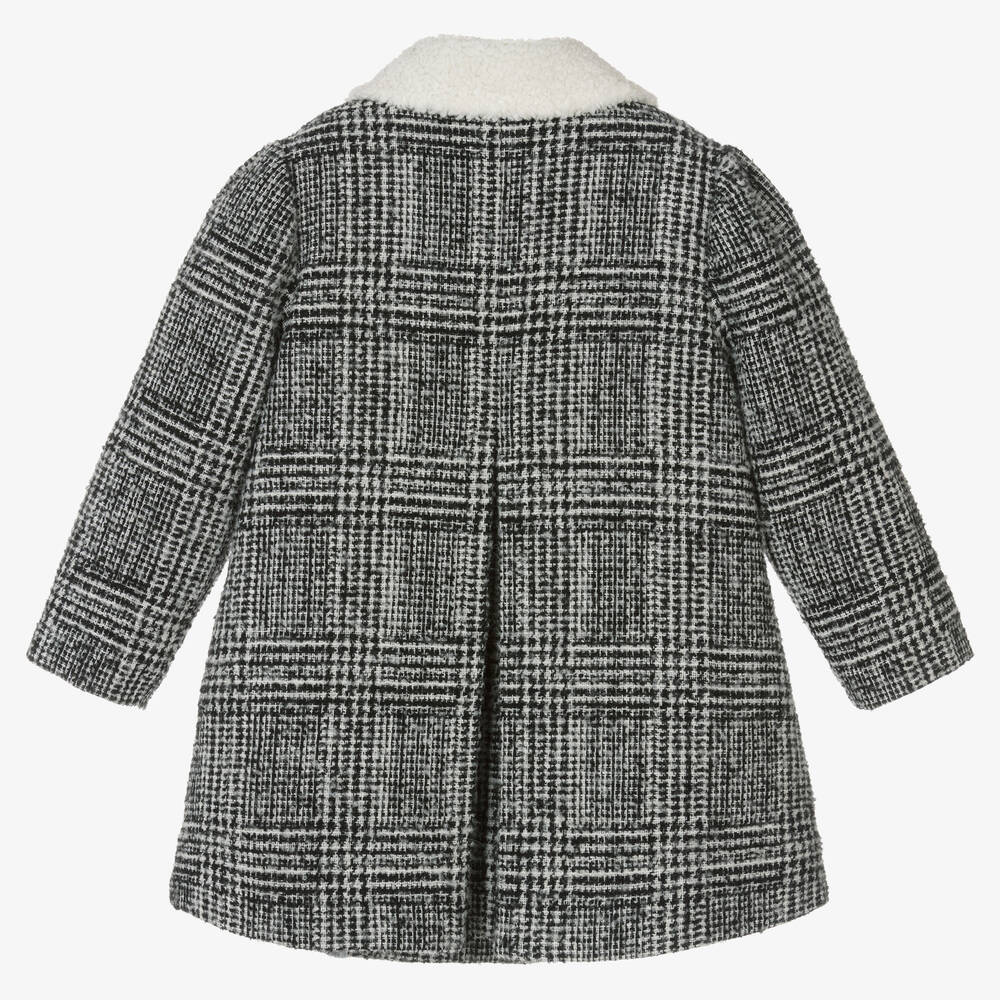 Tartine et Chocolat-معطف تويد لون أسود وعاجي للبنات | Childrensalon Outlet