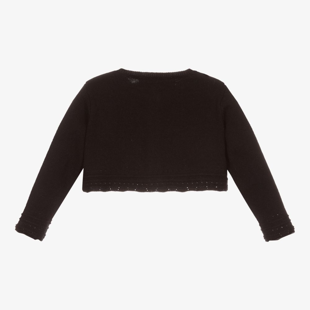 Tartine et Chocolat-Girls Black Knitted Cardigan | Childrensalon Outlet