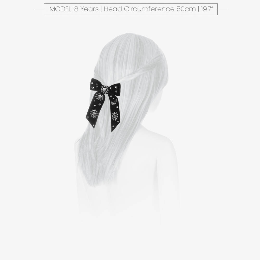 Tartine et Chocolat-Girls Black Velvet & Diamanté Bow Hair Clip (13cm) | Childrensalon Outlet